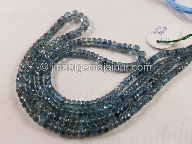 Santa Maria Moss Aquamarine Faceted Roundelle Beads